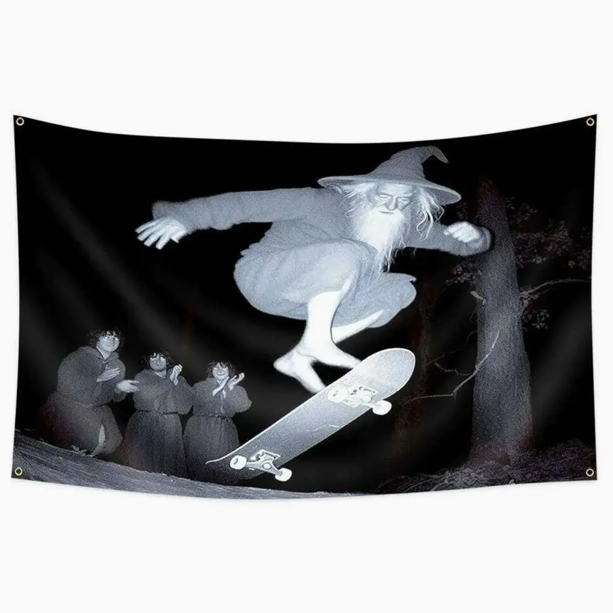 Skateboard Wizard Flag 3x5 ft Retro 90s Aesthetic Tapestry Cool Fantasy Wall Decor for Skaters Durable Polyester Banner Room Decor Gift, Gift For Him, Gift For Her.