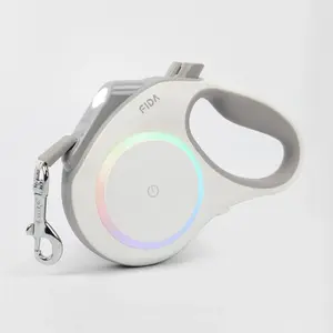 FIDA LED Lighted Retractable Dog Leash, 16-ft long, 7/16-in wide, White, Medium/Large