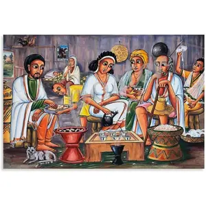 Trendy Poster-Ethiopian Coffee Ceremony Poster Abstract Art Poster Canvas Painting Wall Art Decor Colorful Room Gifts African Decoration Artistic Ornaments