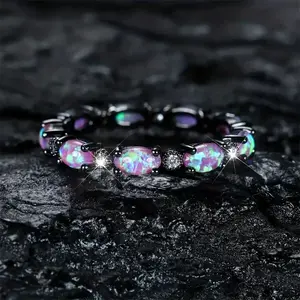 Opal Ring Jewelry Souvenir Valentine Love Anniversary Girlfriend Boyfriend Engagement Wedding Father Mother Christmas Halloween Birthday Gift New Year