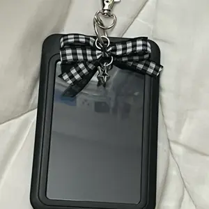 ribbon bow kpop photocard holder, kpop pc holder with aesthetic ribbon bow and charm / kpop bag charm / kpop keychain