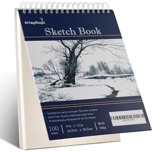 9 x 12 Sketch Book, Top Spiral Bound Sketch Pad, 100-Sheets (68lb/100gsm) Drawing Paper, Acid Free Art Sketchbook - Drawing Pad, Painting Writing Drawing Paper for Kids Adults Beginners Artists