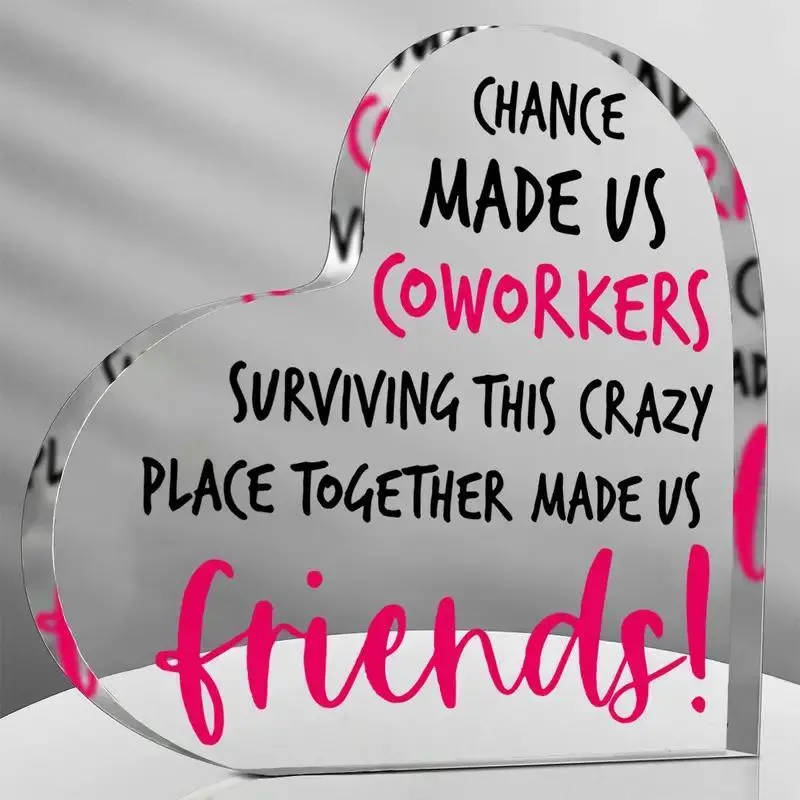 Heart-Shaped Acrylic Decorative Plaque, Perfect Gift for Colleagues & Bosses, Home Decor Gifts, 10cm X 10cm, Inspirational Quote Sign Home Office Decoration, Home Decor Products