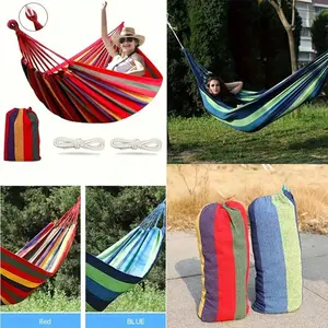 Heavy Duty Outdoor Hammock, 330 Lbs Capacity, Durable & Portable With Tree Straps And Travel Bag, Striped Red Fabric, Perfect For Camping, Patio, Backyard, Or Indoor Relaxation - Easy To Store And Carry, Hammocks For Outside