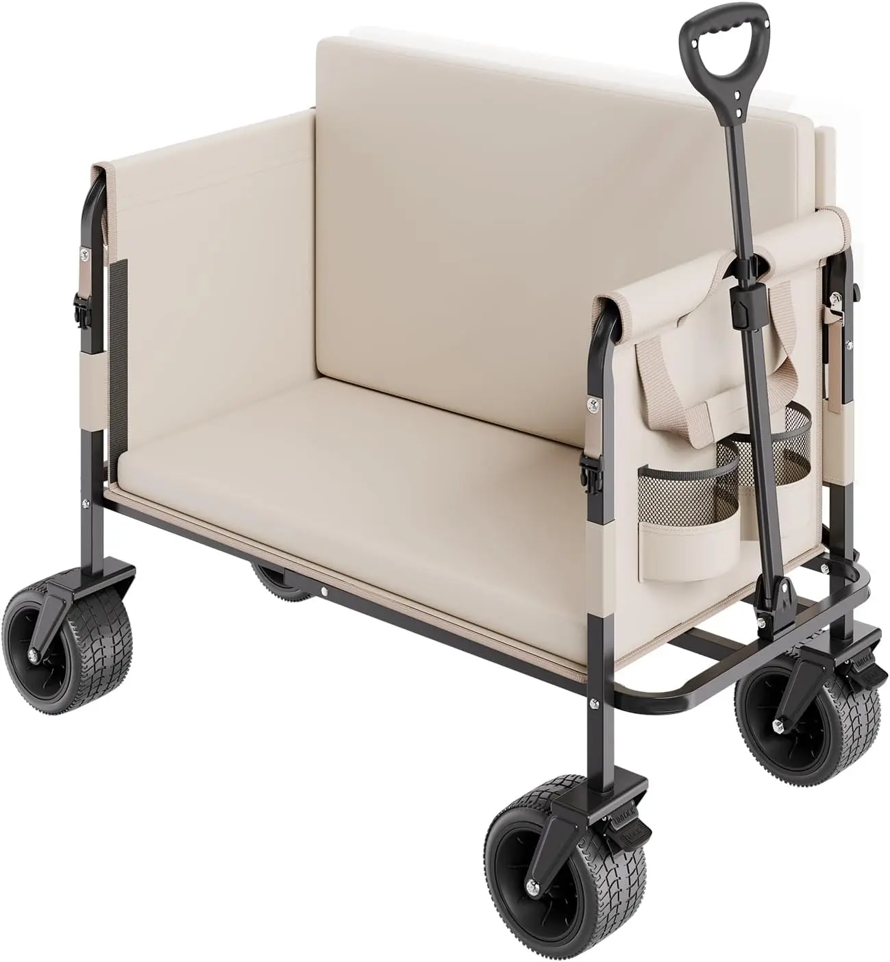 Heavy Duty Foldable Wagon and Bench Chair - 550 lbs Capacity All Terrain Utility Cart for Camping, Sports, and Grocery Shopping - Versatile 2-in-1 Outdoor Sofa Design for Athletes, Parents, Urban Life, & more