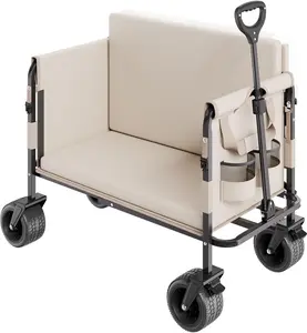 Heavy Duty Foldable Wagon and Bench Chair - 550 lbs Capacity All Terrain Utility Cart for Camping, Sports, and Grocery Shopping - Versatile 2-in-1 Outdoor Sofa Design for Athletes, Parents, Urban Life, & more
