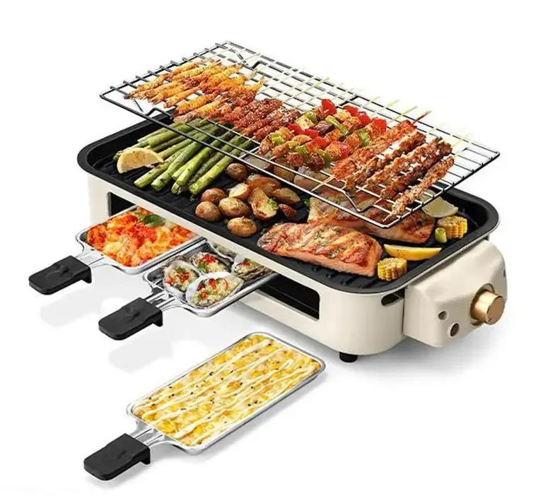 1700W Nonstick Smokeless Electric Flat Top Grill - Portable Indoor Grill, Removable Non-Stick Plate, Stainless Steel Griddle, Dishwasher Safe, Ideal Christmas Gift, Flat Top Grills, Indoor Grill Grills