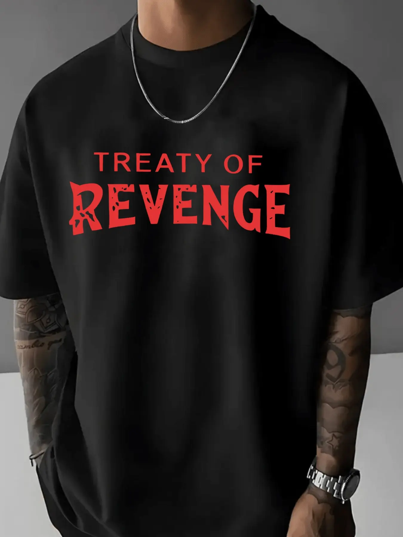 Men's Revenge Treaty Pattern Printed Regular Fit T-Shirt, Summer Loose Casual Fashion Short Sleeve Round Neck Tee, Comfortable Versatile Men's Top