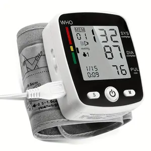 Rechargeable Digital Wrist Blood Pressure Monitor: Large LCD Display, Voice Broadcast Feature, Portable Design, & 198-Reading Memory Storage, Personal Health Tracker, Home Medical Device, Wristband Style, Compact Monitor, Highquality Sensor