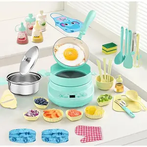 Kids Mini Kitchen Play Set with Safe Knife Montessori Cooking Toys for Girls 8-12 Years Old Imaginative Role Play Gift