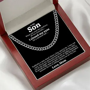 Stainless Steel Necklace Men Titanium Cuban Chain Polished Round Hip Hop Fashion Jewelry