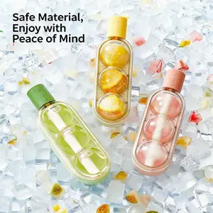 Two-In-One Ice Ball Tray with Straw, Silicone + PP Material, Easy Mold Release, Fits Cups over 4.7cm, Perfect for Cool Drinks