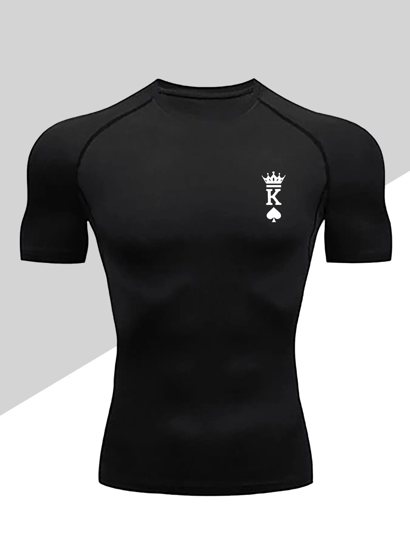 Men's Dragon Print Compression T-Shirt, Quick-Dry Breathable Stretch Fabric, Tight-Fitting Short Sleeve Top for Fitness and Outdoor Activities