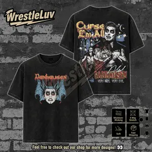 WWE DANHAUSEN Washed T-Shirt | Vintage Graphic Design | Iconic Wrestling Print | Classic Fan Apparel Cotton Fabric