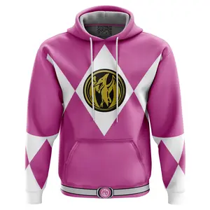 Pink Ranger Mighty Morphin Power Rangers Hoodie - Ape Zip Hoodie - Hoodies Japanese Anime Style Zip Up Hooded Sweatshirts Men Women Fashion Y2k Oversized Pullovers
