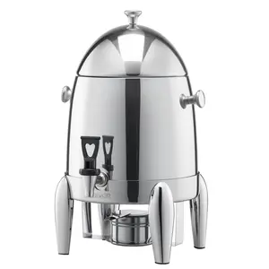 Summervibes VEVOR Stainless Steel Beverage Dispenser, 2.7 Gallon Drink Dispenser with Alcohol Burner, Hot Cold Drink Dispensers for Coffee Tea Hot Water, with Spigot Ice Tube, for Restaurants, Hotels, Parties