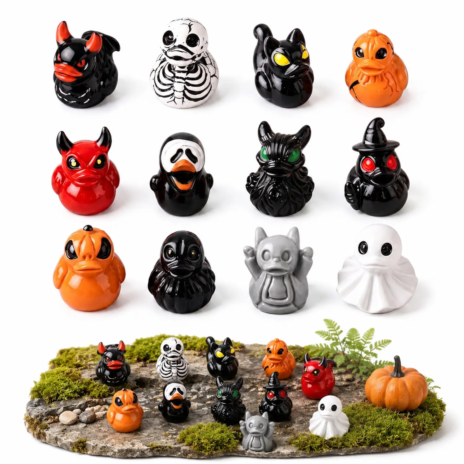 12 PCS Halloween Mini Resin Ornaments Creative Halloween Desktop Decorations for Desktop Decoration, Halloween Party Favors, DIY Crafts