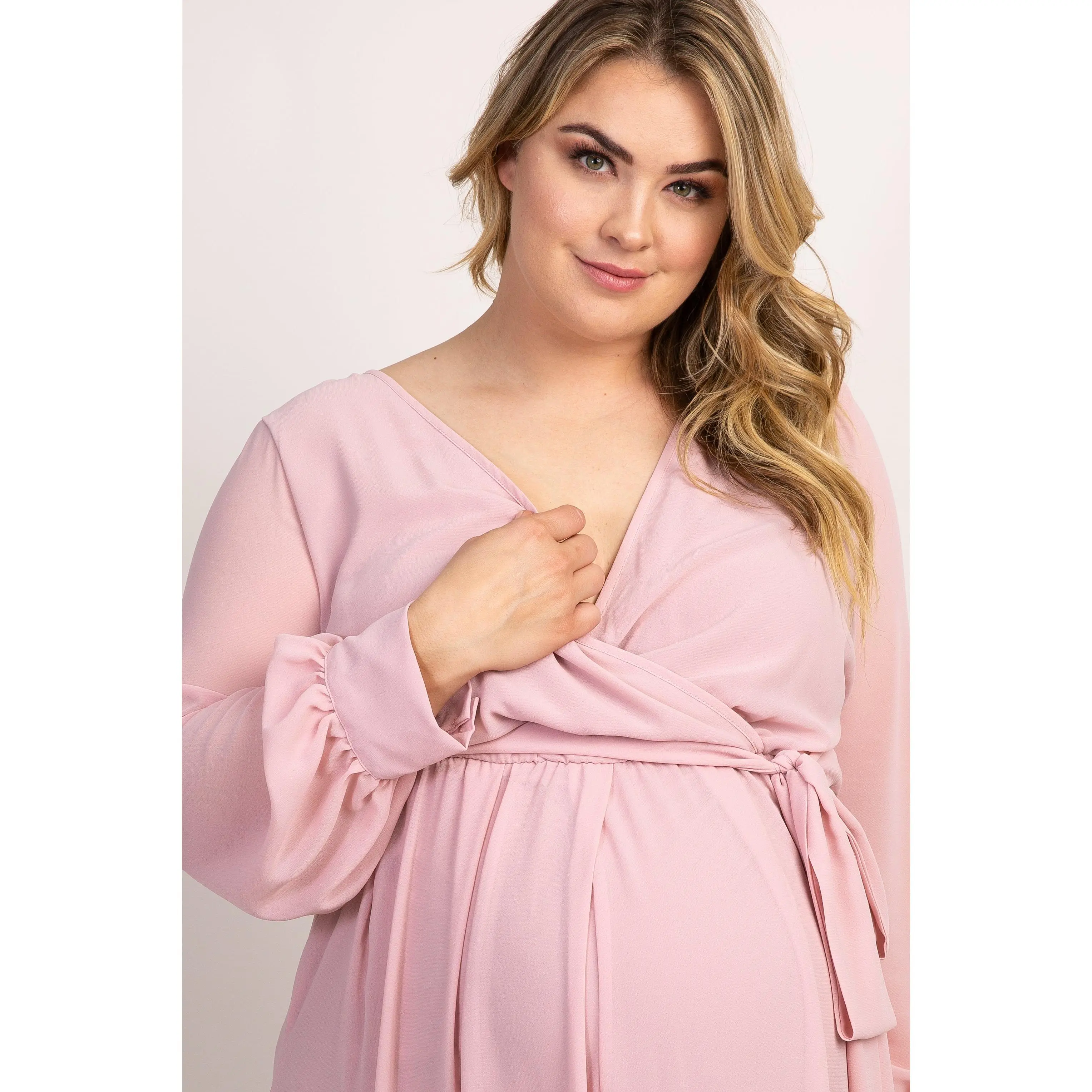Light Pink Chiffon Long Sleeve Pleated Plus Maternity Maxi Dress - TikTok Shop Light Pink Chiffon Long Sleeve Pleated Plus Maternity Maxi Dress - TikTok Shop