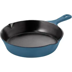 Cast Iron Frying Pan 6.5 Inch, Cast Iron Chefs Pan, Pre Seasoned Skillet, Safe Grill Cookware for Indoor & Outdoor Use, Teal