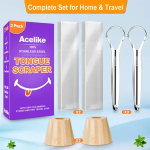 Acelike Spoon Shaped Stainless Steel Tongue Scraper (2-Pack)