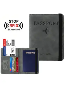 Pu Leather Durable Passport Cover Case, Passport Holder with Card Slots, Passport Wallet with Rfid Blocking, Traveling Bag, Travel Document Business Card Holder, Passport Case for Men & Women, Travel Accessories, Travel Essentials