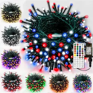 Smart Color Changing Christmas Lights,4th of July Decoration Lights with Remote & Timer, 66FT 200 LED Patriotic String Lights Waterproof, RGB Twinkle Lights for Indoor Holiday Independence Day Decor