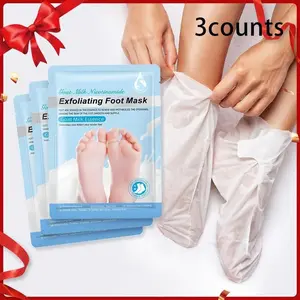 Skin-friendly Exfoliating Foot Mask, 3 Pairs Natural Moisturizing Foot Care Mask for Valentine's Day Gift, Nourishing Foot Care Product