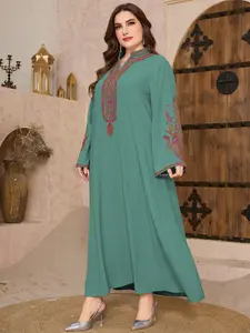 Turkish Embroidered Long Robe, Traditional Craft Style, Conservative Arabic Dress, Elegant Eid Al-Fitr Clothing, Ramadan Fashion, Islamic Muslim Clothing, Modesty Muslim Clothing, Maxi