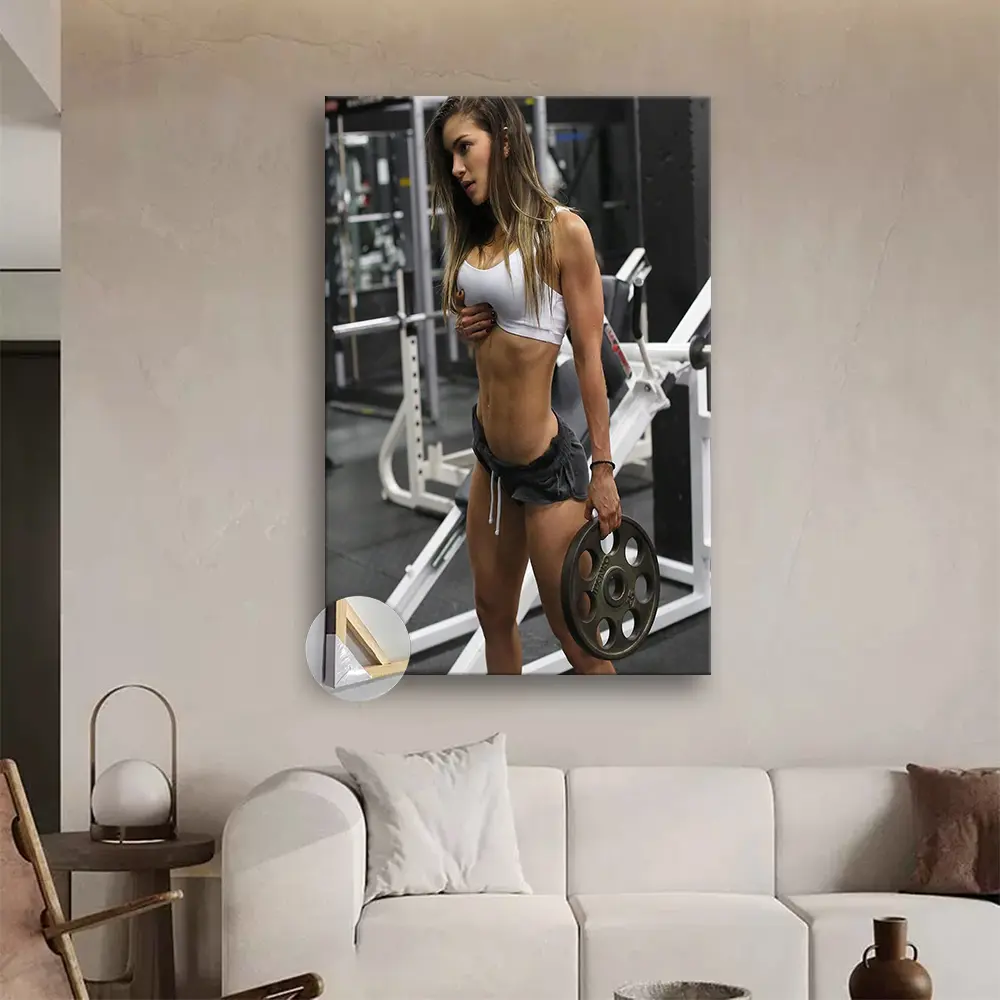 1pc Wooden Framed Sexy Woman Gym Poster Workout Bodybuilder Men Girl Fitness poster for Home, Office, Bathroom, and Bar Decor - Versatile Design for Nature-Inspired Beauty