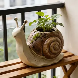 Unique Snail-Shaped Resin Planter, Resin Flower Pot, Rustic Style Small Plant Pot, Succulent & Cactus Decor, Bohemian Home Garden Shelf Window Ornament, Gardening Gift, Home Decoration