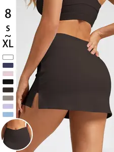 Women's Solid Color Short Skirt, High Elasticity Comfortable Soft Cross-Waist Design, Yoga Fitness Sportswear for All Seasons, High Waisted Skorts