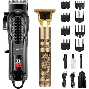 Hair Clippers for Men Professional,Cordless Barber Clippers with T-Blade Edger Trimmer,8 Guards, LED Display,Rechargeable Grooming Kit for Beard,Hair & Line Ups