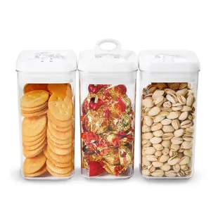 Felli Flip Tite Container Set (4 Inch, Regular Size) Airtight Lid Flip Lock Jar, Stackable Clear Acrylic Canister for Kitchen Countertop Storage and Pantry Organizer, Keep Food Fresh Ideal for Spice, Pasta, Spaghetti, Snack, Cereal, Pet Treats, Beans