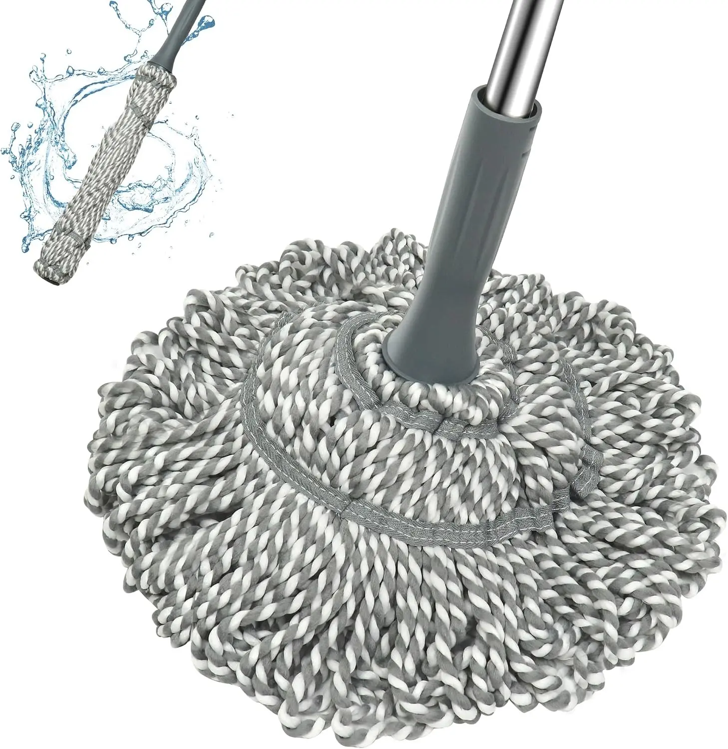 Self Wringing Mop Easy Squeeze Twist Mop,Gray
