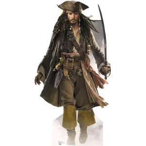 212 MAIN Capt Jack Sparrow Life-Size 6ft Tall Cardboard Cutout, Corrugated Card Stand-Up, Home Decor Wall Accent for Home Supplies, 6 Feet Tall