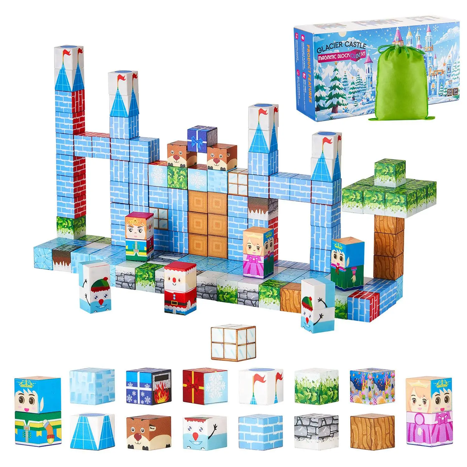 【SummerFinds】VEVOR Magnetic Blocks,  150 PCS Glacier Castle Set, Magnetic Building Cubes for Kids, STEM Montessori Sensory Toys for Christmas Birthday Gift, Construction Stacking Toy for 3+ Years Old Boys & Girls