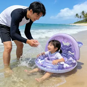 Colorful Pool Float with Handle, Kids Swimming Ring Toy, Summer Beach Inflatable Swim Buoy, Outdoor Fun for Girls, Holiday Gift