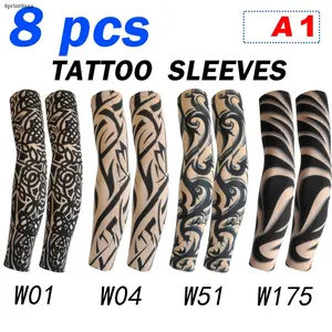 8 Pcs Combo Flower Arm Tattoo Sleeve Seamless Outdoor Cycling Tattoo Sunscreen Sleeve Cycling Tattoo Sleeve Cover,summervibes