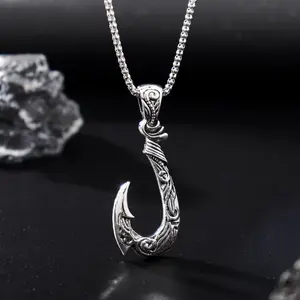 hot-selling personalized men's retro fish hook pendant Moana fish hook pendant