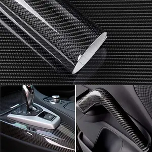 6D Black Carbon Fiber Vinyl Wrap, Gloss Black  Vinyl Film with Air Release Technology, Auto Accessories DIY Interior Exterior Wrap Stickers 1x10ft