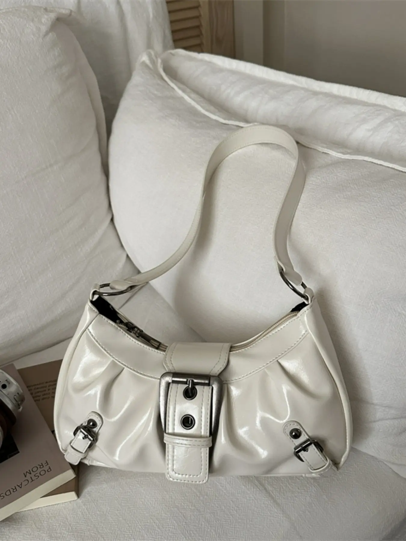 Trendy Solid Color Crossbody Bag, Chic Modern Style Shoulder Handbag, Fashionable High-End Single Strap Backpack, Half Moon Bag, Crossbody Purse, Everyday Crossbody Bag, Casual Trendy Bag
