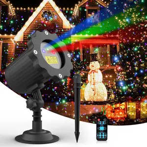 Christmas Outdoor Projection Lamp, Upgraded 3 Color Firefly Decoration Light Show for Halloween Christmas Holiday, Flickering Star Lights