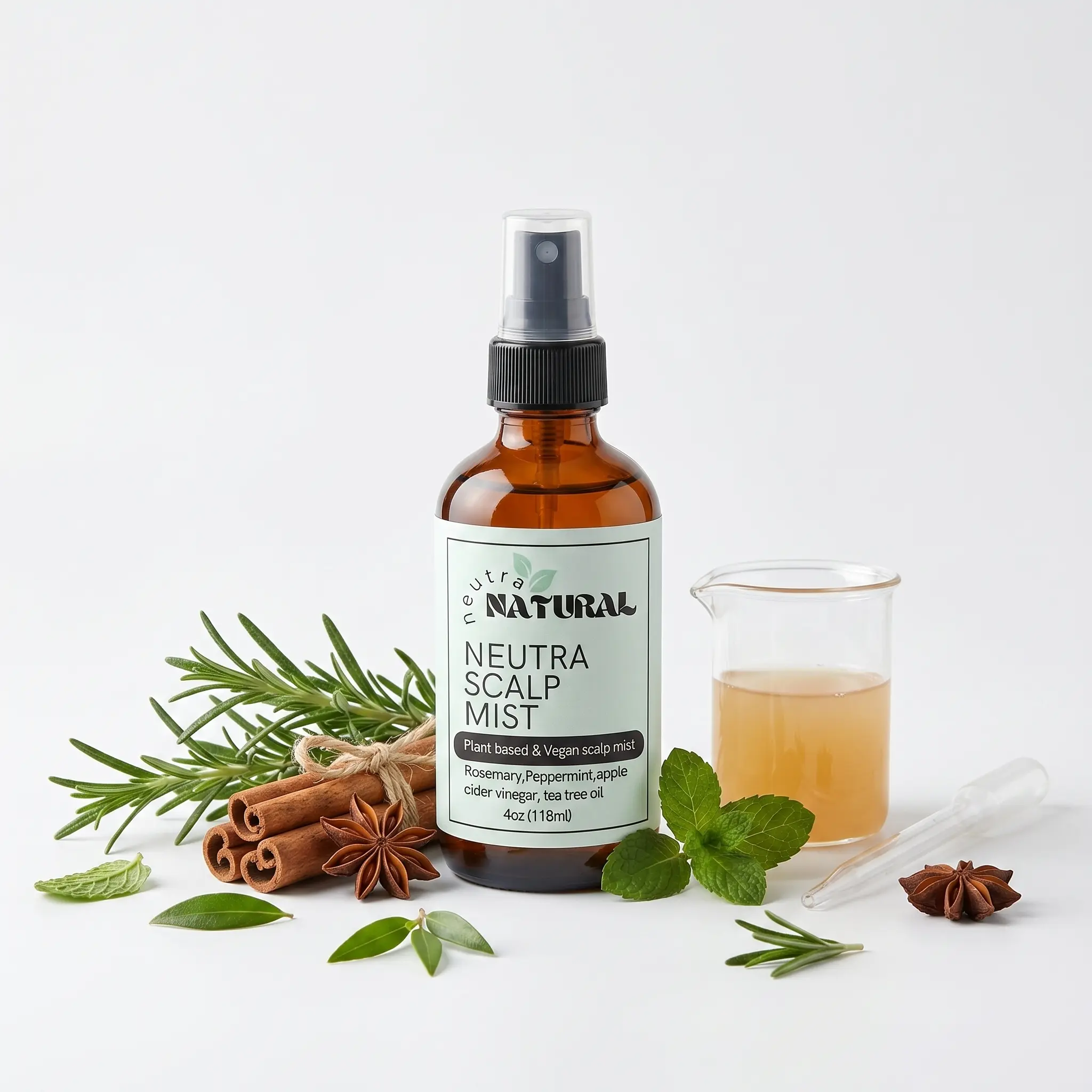 Neutra Natural Scalp Reset Mist - Lightweight Vegan Botanical Dry Haircare Spray with Rosemary, Clove, Anise, Tea Tree, Apple Cider Vinegar, Peppermint - Refreshing Non-Greasy Daily Treatment