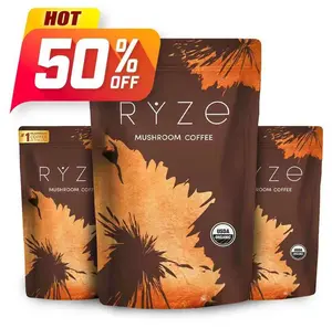 RYZE Mushroom Coffee | Clean Energy & Focus  | 6 Superfood Mushrooms | USDA Organic | 30 Servings | Digestion & Immunity Support Powder