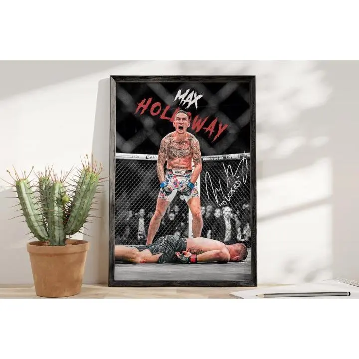 Max Holloway Ufc 300 Justin Gaethje | Iconic Moment| UFC MMA Fighter| Wall Decor| Print | Poster Unframed modern art