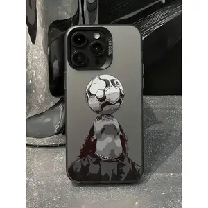 Soccer 1pc Football Pattern Full Body TPU Anti-Drop Phone Case Compatible With Apple 16, 15, 14, 13, 12, 11 Pro Max And Series