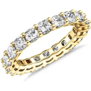 14K Gold Plated Eternity Ring for Women - Square-Cut Cubic Zirconia Rings - Stackable Love Wedding Band