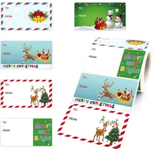 Tags-250 PCS Christmas  Tags Christmas Presents Stickers Self Adhesive Christmas Tags Christmas Santa Wrapping Paper Holiday Decor (2.95 x 1.6 Inch)