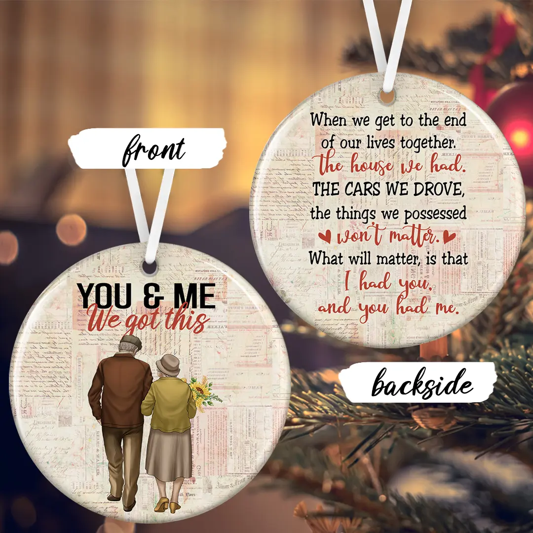 Elderly Couple Christmas Ornament, Vintage Christmas Couple Ornament, Elderly Couple Gift, Wedding Anniversary Ornament,Anniversary Ceramic Keepsake, Grandparents Christmas Gift, Family Ornaments 2024