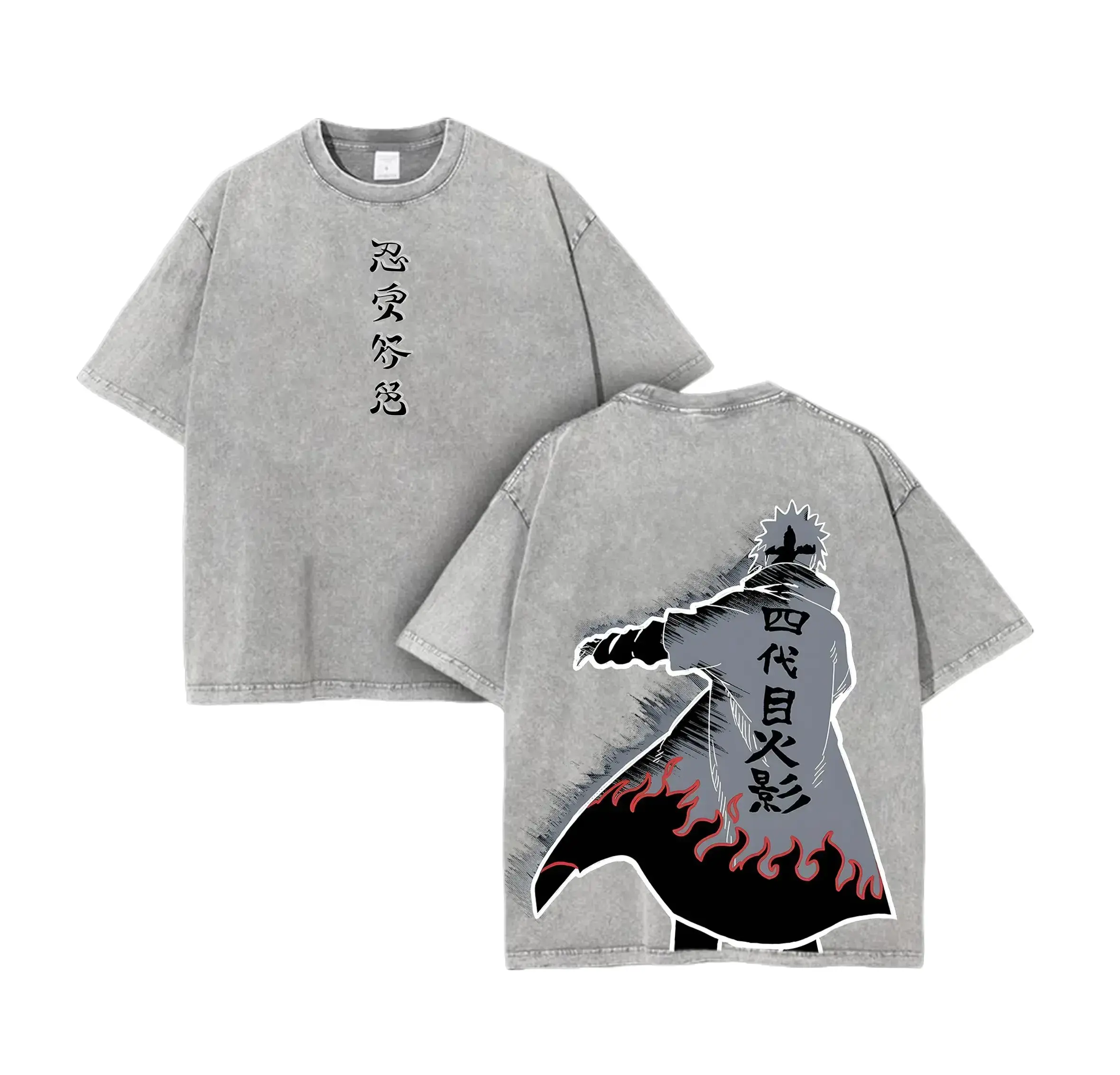 Men's Short-Sleeve Washed Casual Menswear Top - Unisex Naruto Fourth Hokage Minato Namikaze Graphic T-Shirt, Full Color Range, Ideal Gift for Anime Fans